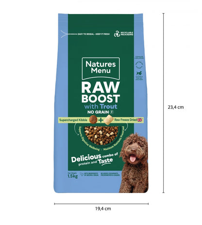 Natures Menu Raw Boost with Trout 1.5kg – Natural Raw-Inspired Complete Dog Food