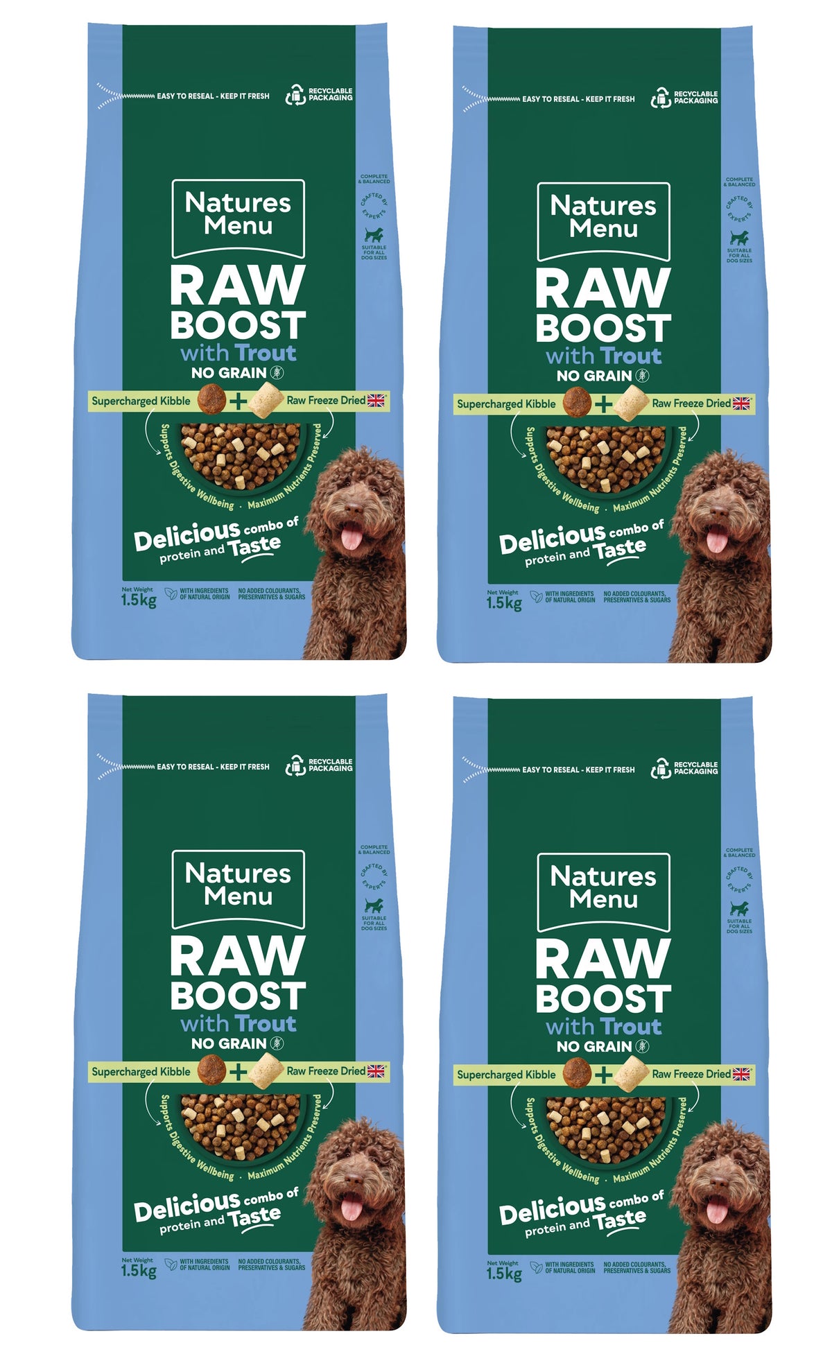 Natures Menu Raw Boost with Trout 1.5kg – Natural Raw-Inspired Complete Dog Food