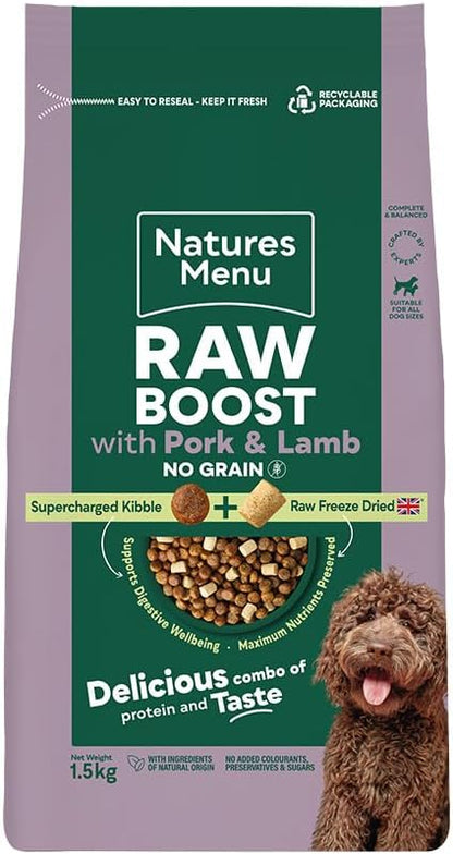 Natures Menu Raw Boost with Pork & Lamb 1.5kg – Natural Raw-Inspired Complete Dog Food