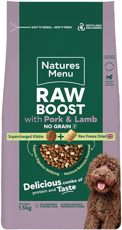 Natures Menu Raw Boost with Pork & Lamb 1.5kg – Natural Raw-Inspired Complete Dog Food