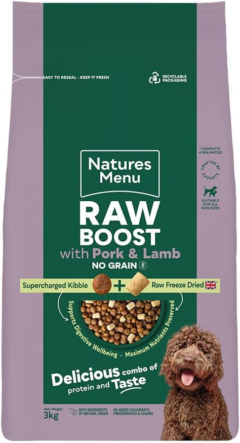 Natures Menu Raw Boost with Pork & Lamb 3kg – Natural Raw-Inspired Complete Dog Food