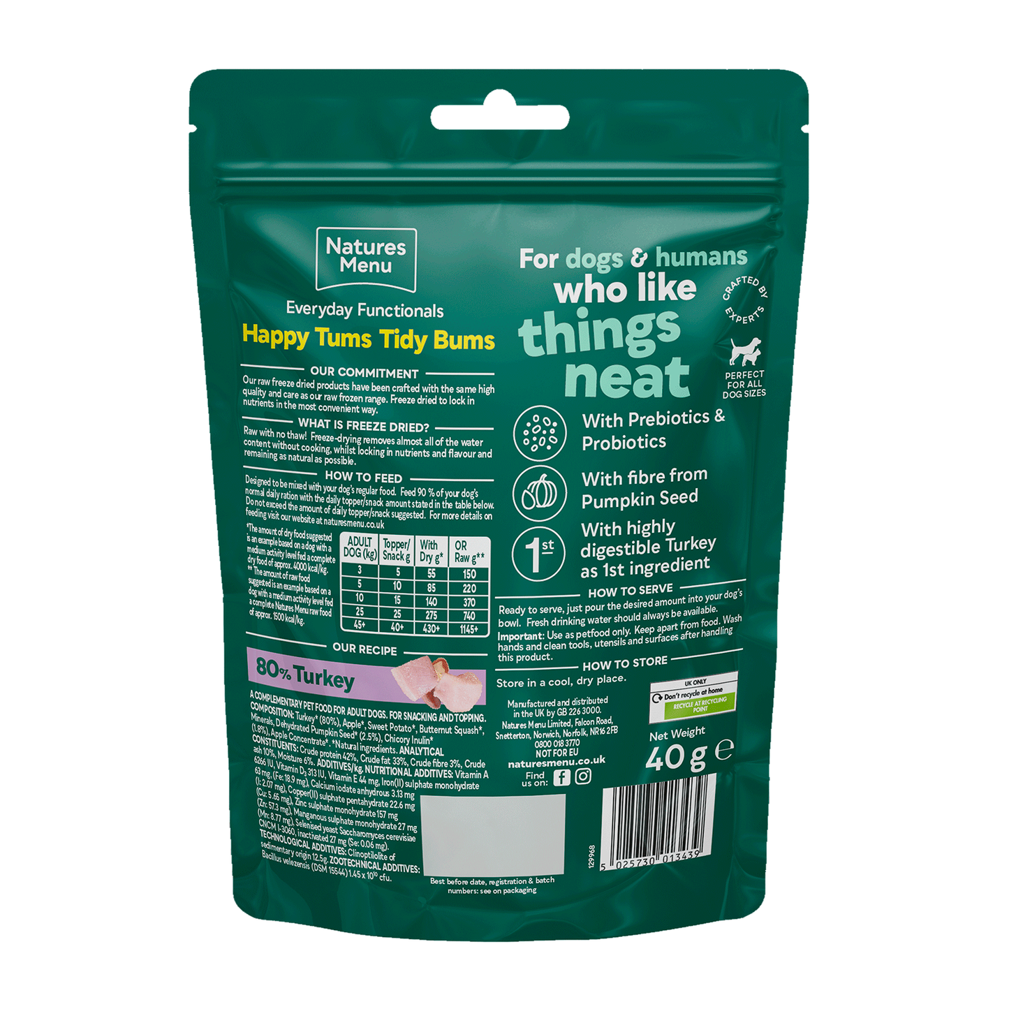 Natures Menu Freeze Dried Functionals Digestive Aid Dog Treats 40g