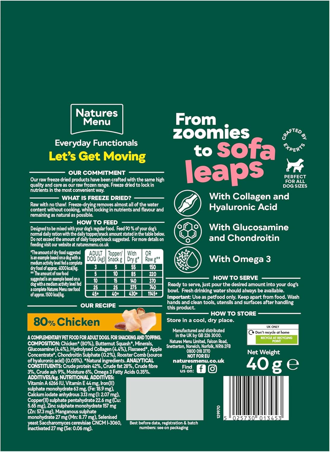 Natures Menu Freeze Dried Functionals Mobility Dog Treats 40g