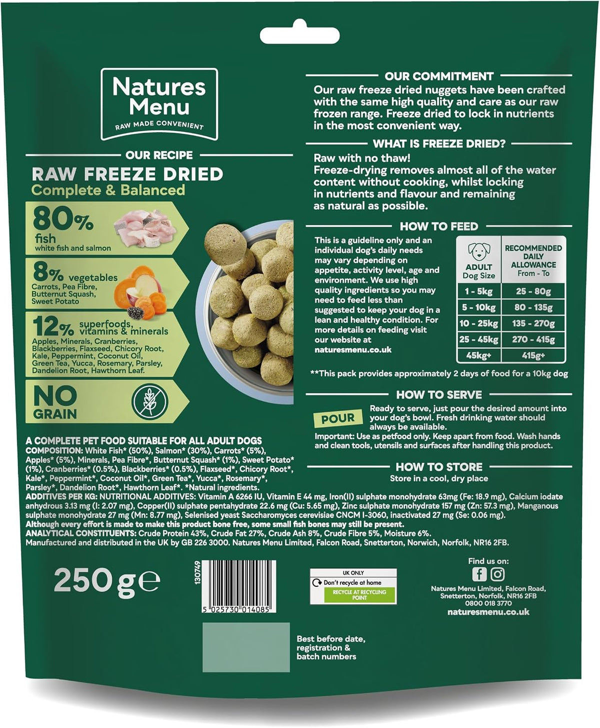 Natures Menu Raw Freeze Dried 80/20 Fish 250g