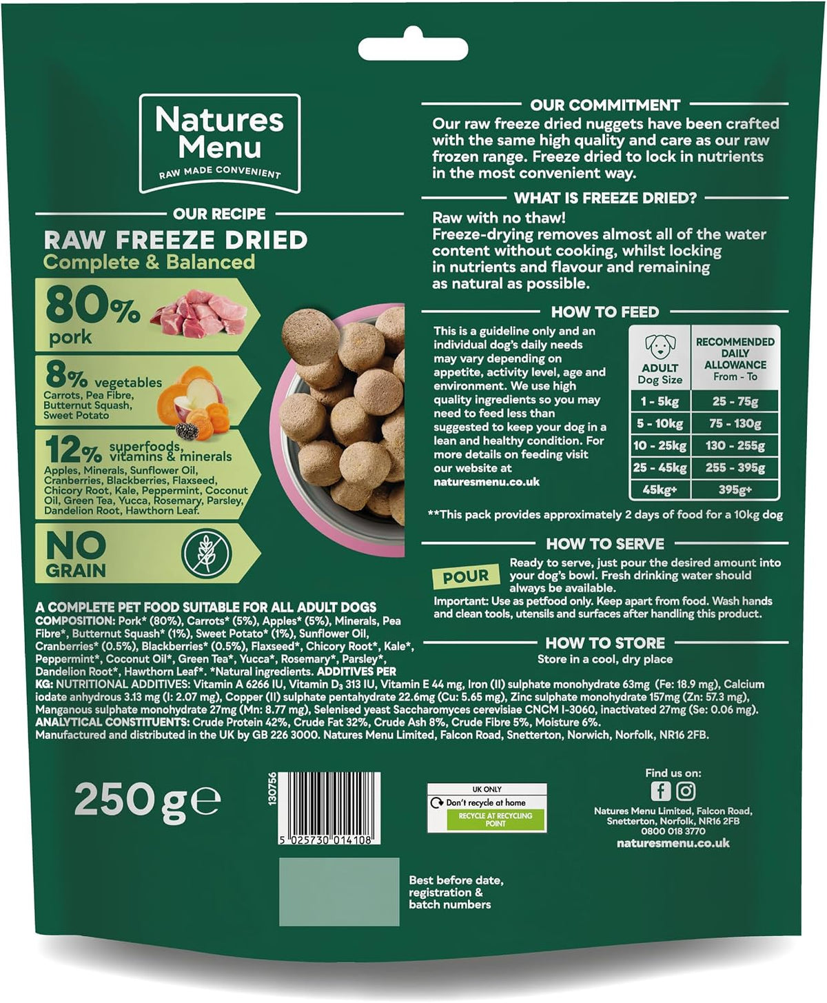 Natures Menu Raw Freeze Dried 80/20 Pork 250g