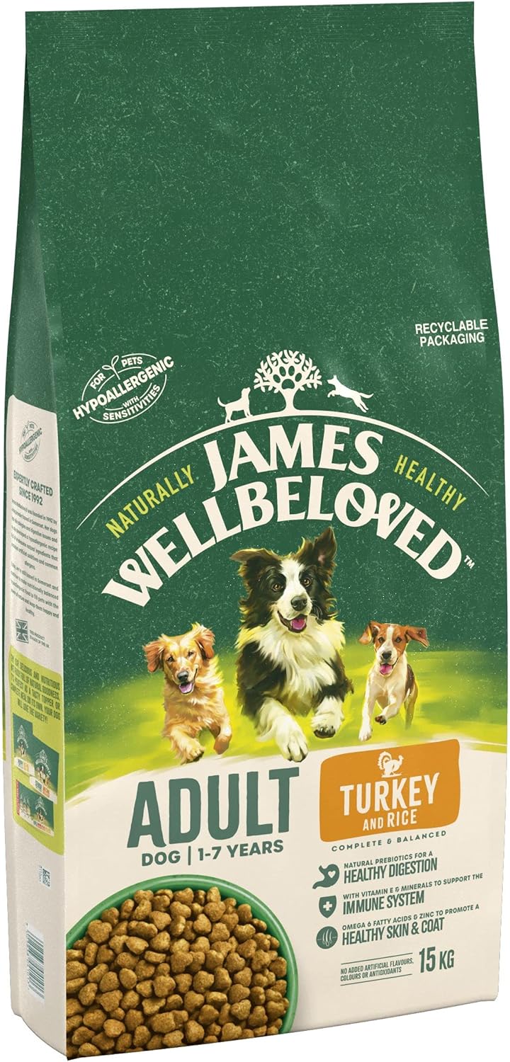 James Wellbeloved Adult Turkey & Rice Dog Food 15kg