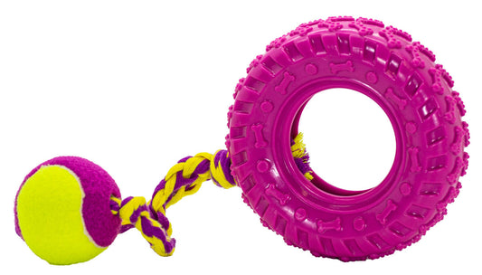 Dog Life Tuffs Neon Brights Fling & Chew Tyre