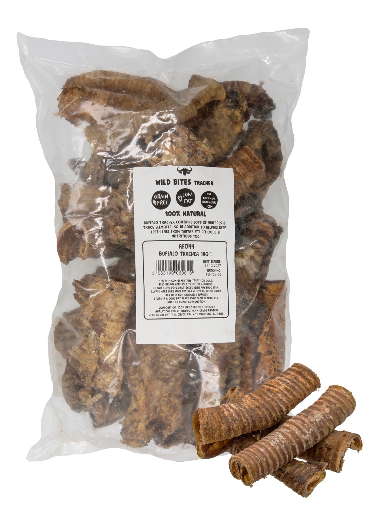 Wild Bites Buffalo Trachea Natural Dog Chew Treats 1kg