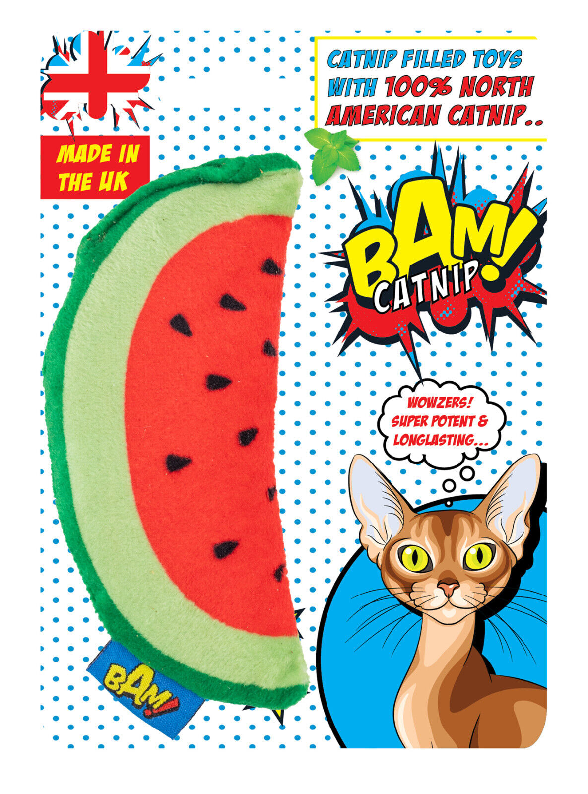 BAM! Catnip Watermelon – Plush Cat Toy with Premium Catnip Inside