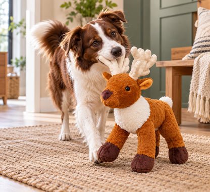 Hem & Boo Winter Toy Reindeer Soft Squeaky Dog Toy