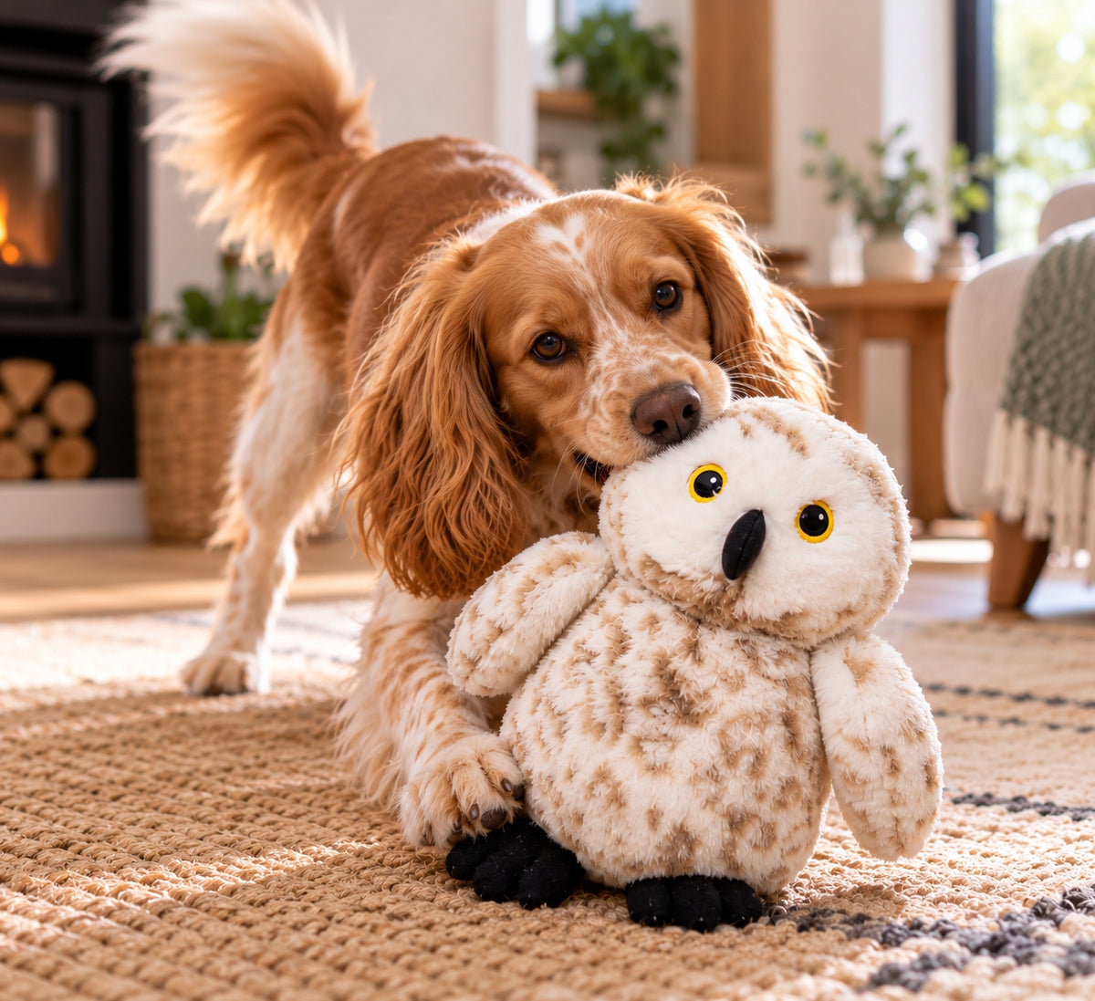 Hem & Boo Winter Toy Snowy Owl Soft Squeaky Dog Toy