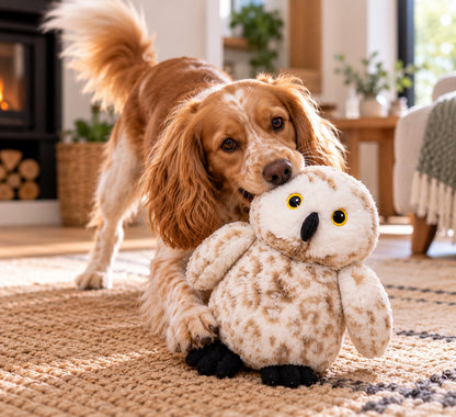 Hem & Boo Winter Toy Snowy Owl Soft Squeaky Dog Toy