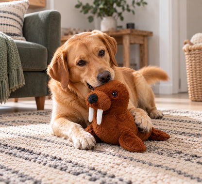 Hem & Boo Winter Toy Walrus Soft Squeaky Dog Toy