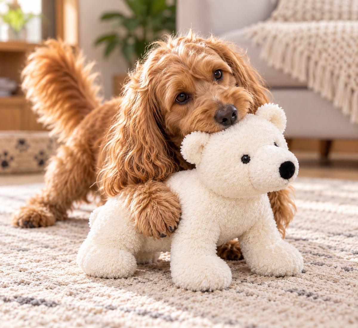 Hem & Boo Winter Toy Polar Bear Soft Squeaky Dog Toy