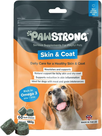 Pawstrong Skin & Coat Supplement For Dogs 180g