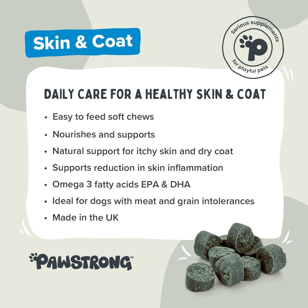 Pawstrong Skin & Coat Supplement For Dogs 180g