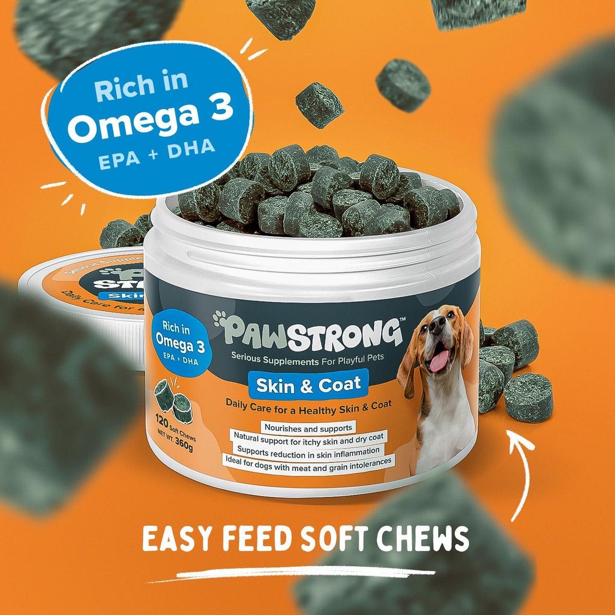 Pawstrong Skin & Coat Supplement For Dogs 360g