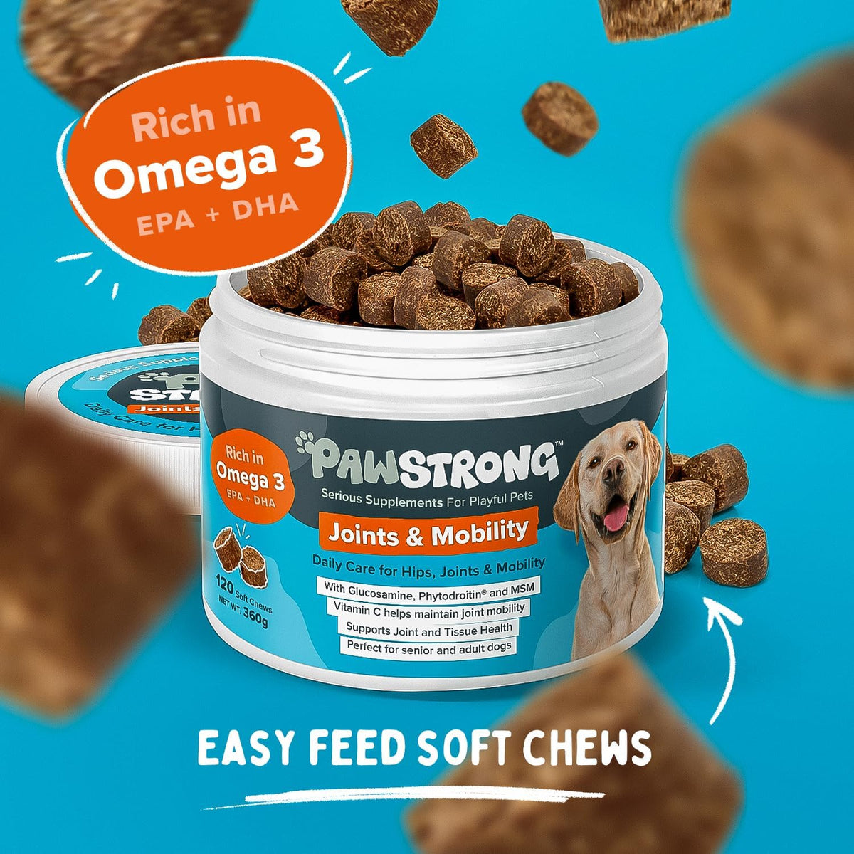 Pawstrong Joints & Mobility Supplement For Dogs 360g