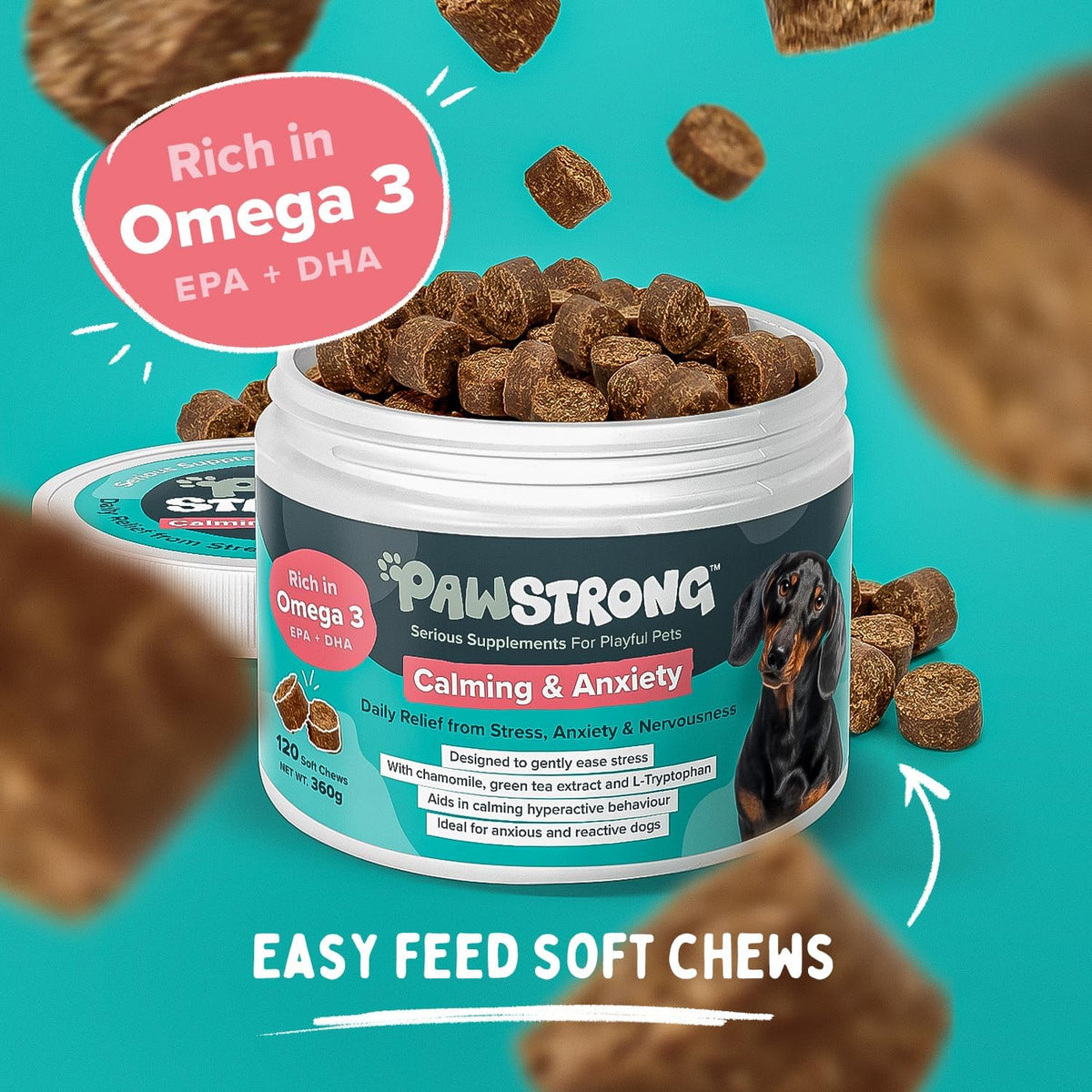 Pawstrong Calming & Anxiety Supplement For Dogs 360g