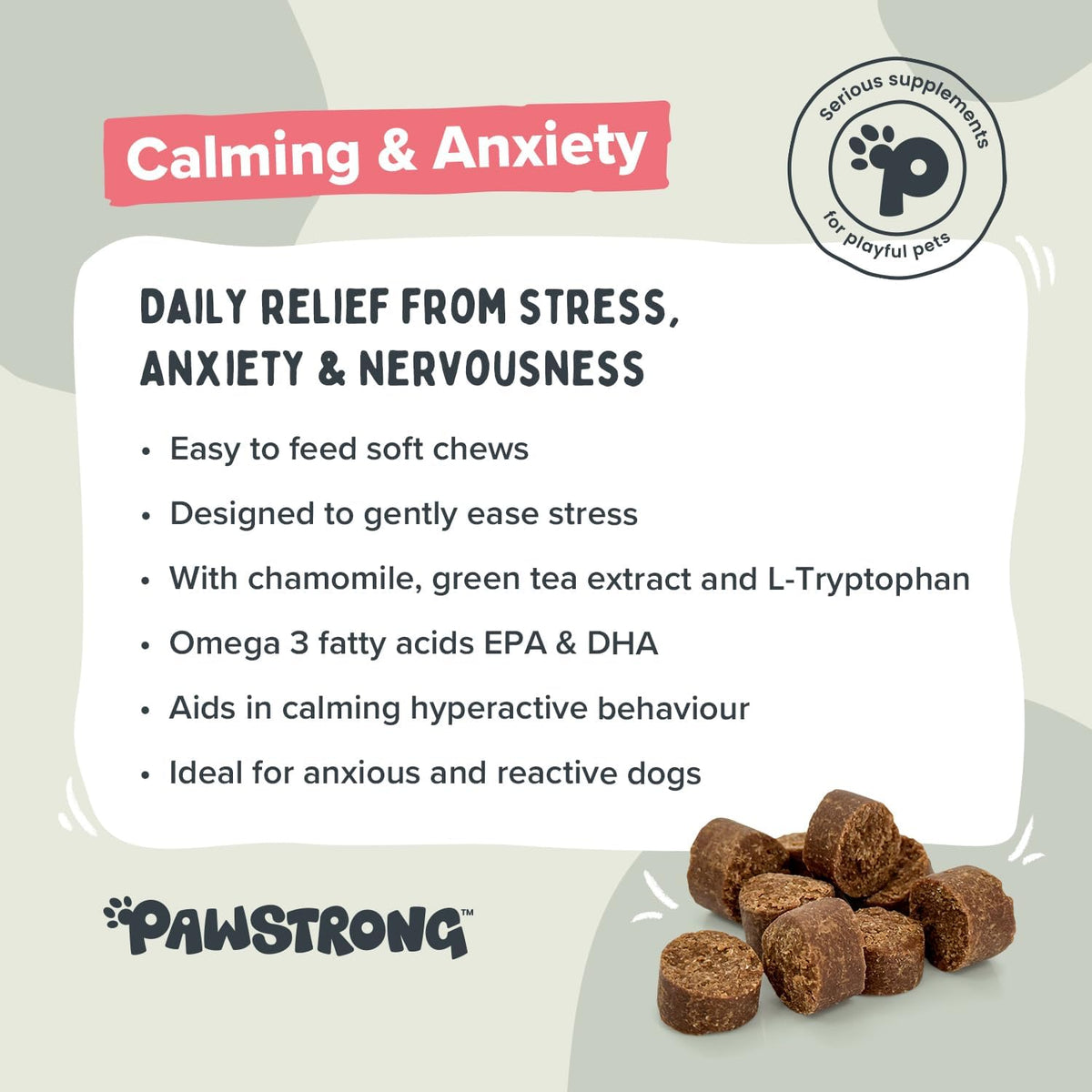 Pawstrong Calming & Anxiety Supplement For Dogs 180g