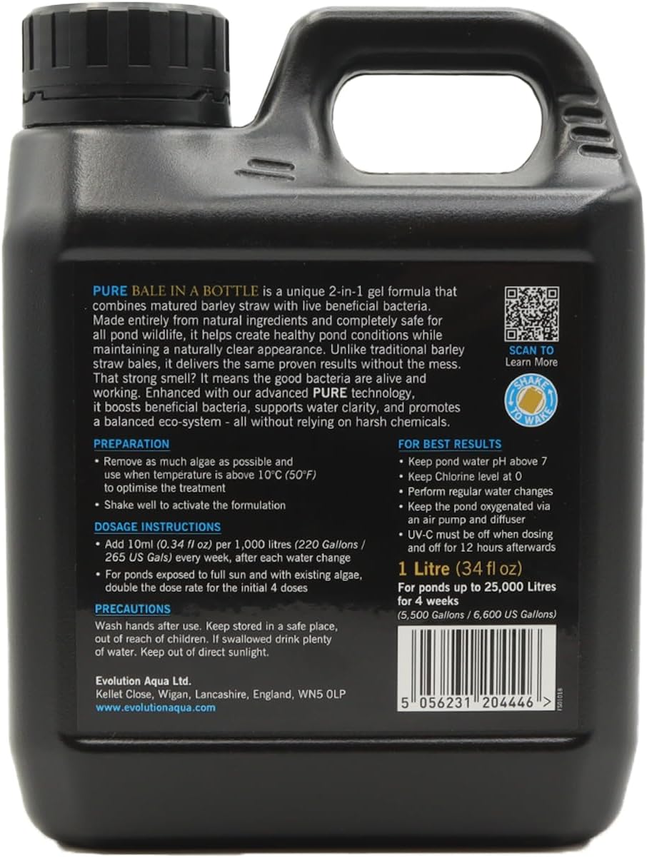 Evolution Aqua Pure Bale In A Bottle Barley Straw For Ponds With Beneficial Bacteria 1000ml