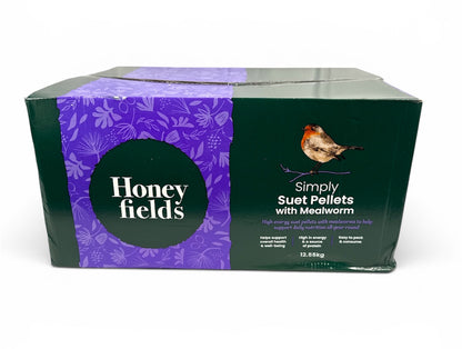 Honeyfields Wild Garden Bird Suet Pellets Bulk Mealworm Flavour 12.55kg