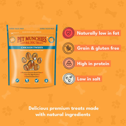 Pet Munchies Chicken Twists Dog Chew Treats 290g
