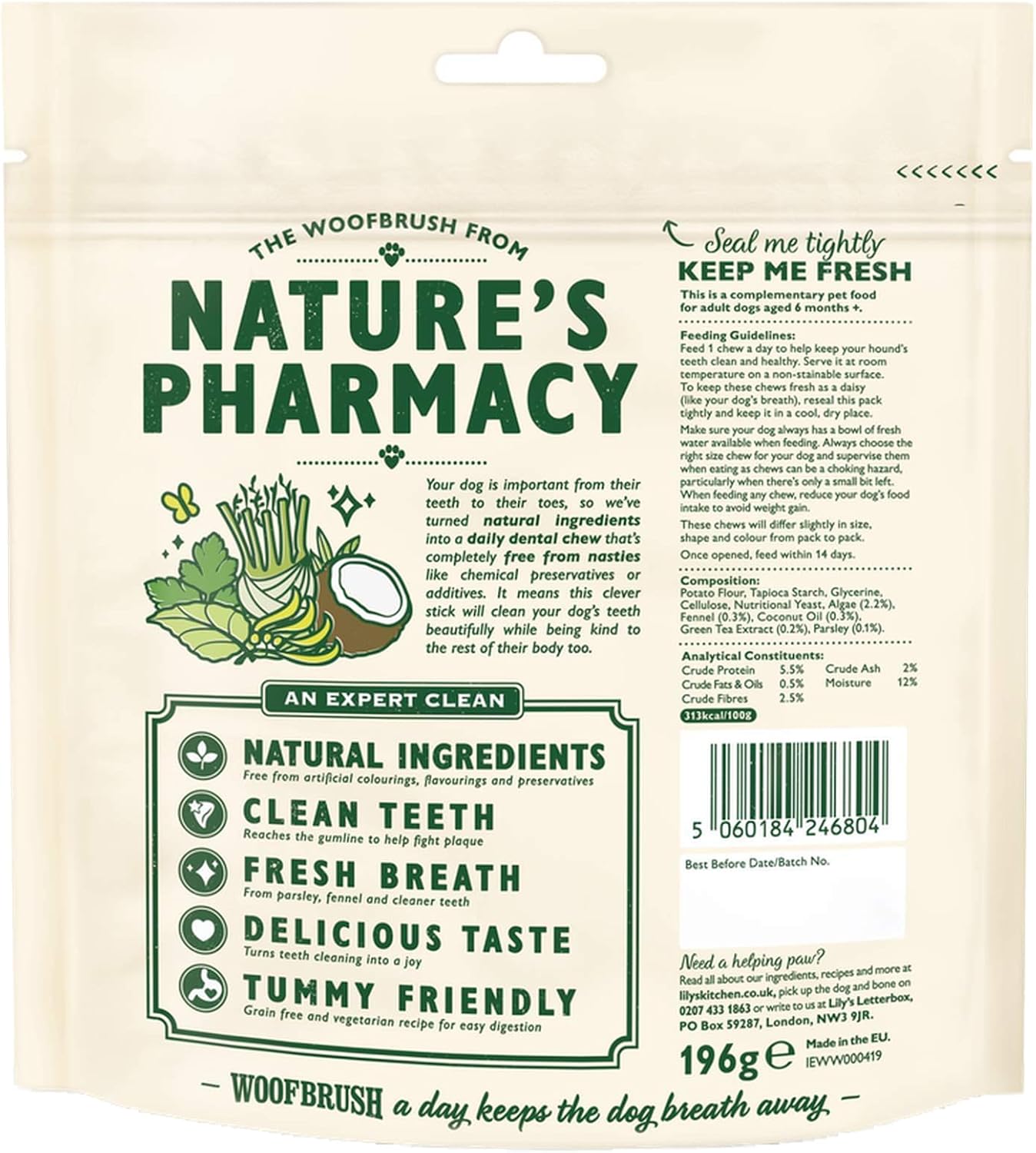 Lilys Kitchen Woof Brush Dental Chew Medium 7 Pack