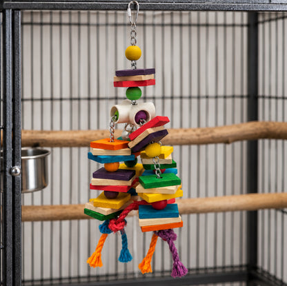 Sky Pets Zepplin Bird Toy With Coloured Blocks & Beads