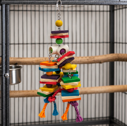 Sky Pets Zepplin Bird Toy With Coloured Blocks & Beads