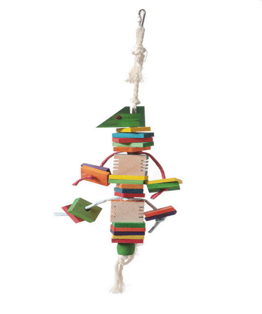Chameleon Coloured Wooden Parrot Toy