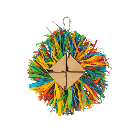 Rainbow Raffia Bird Preening Toy