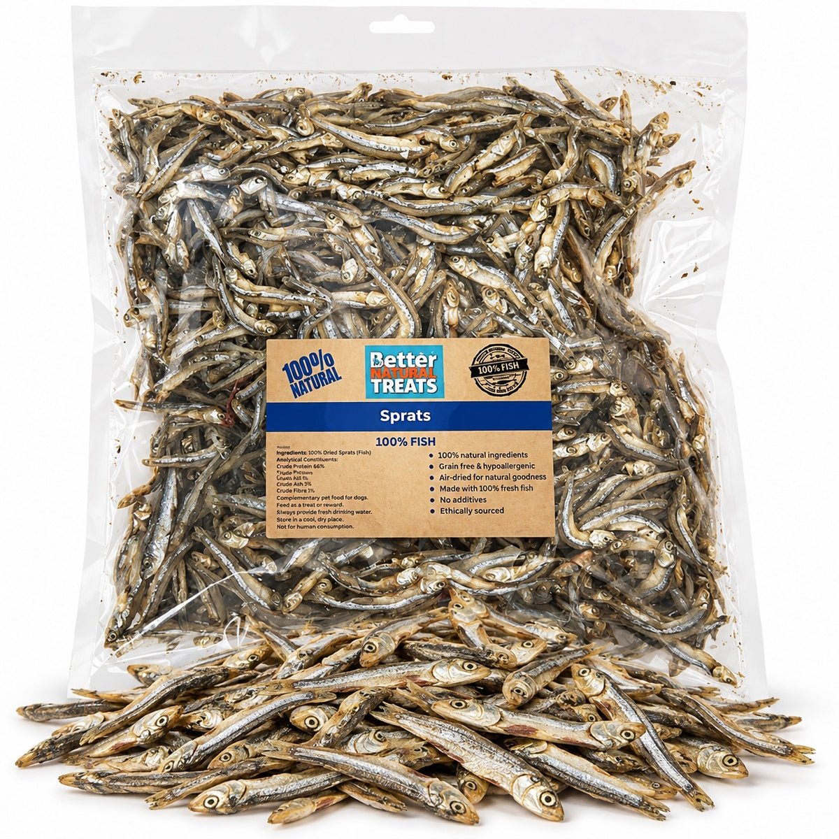 Better Natural Mini Sprats 1kg Bulk Value Bag Natural Treats Omega 3