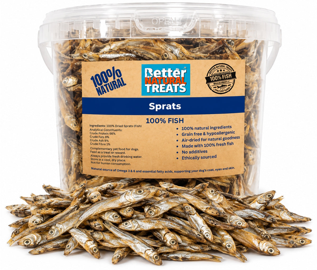 Better Natural Mini Sprats 500g Bucket Value Pack Natural Treats