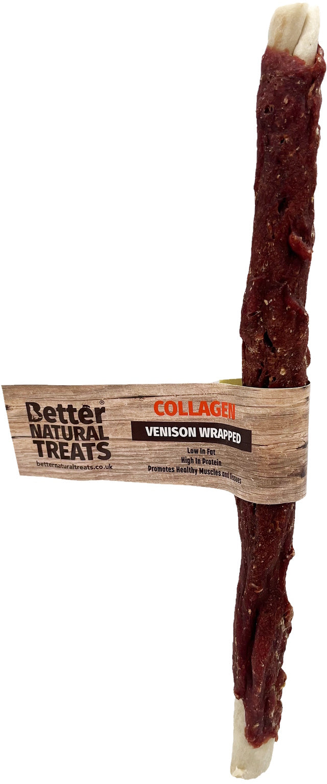 Better Natural Treats Venison Wrapped Collagen Stick Dog Chew 24cm