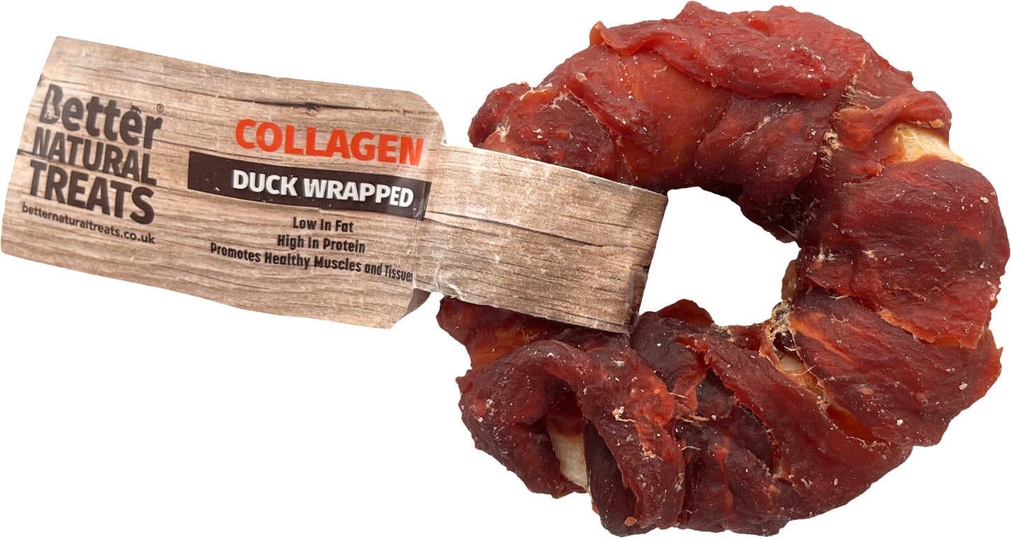 Better Natural Treats Duck Wrapped Collagen Donut Dog Chew 7cm