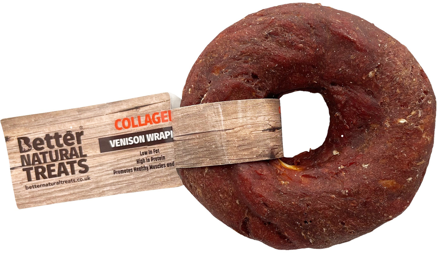 Better Natural Treats Venison Wrapped Collagen Donut Dog Chew 7cm