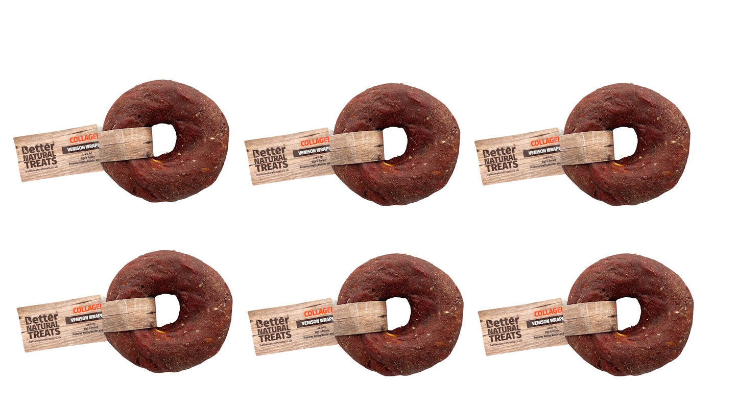 Better Natural Treats Venison Wrapped Collagen Donut Dog Chew 7cm