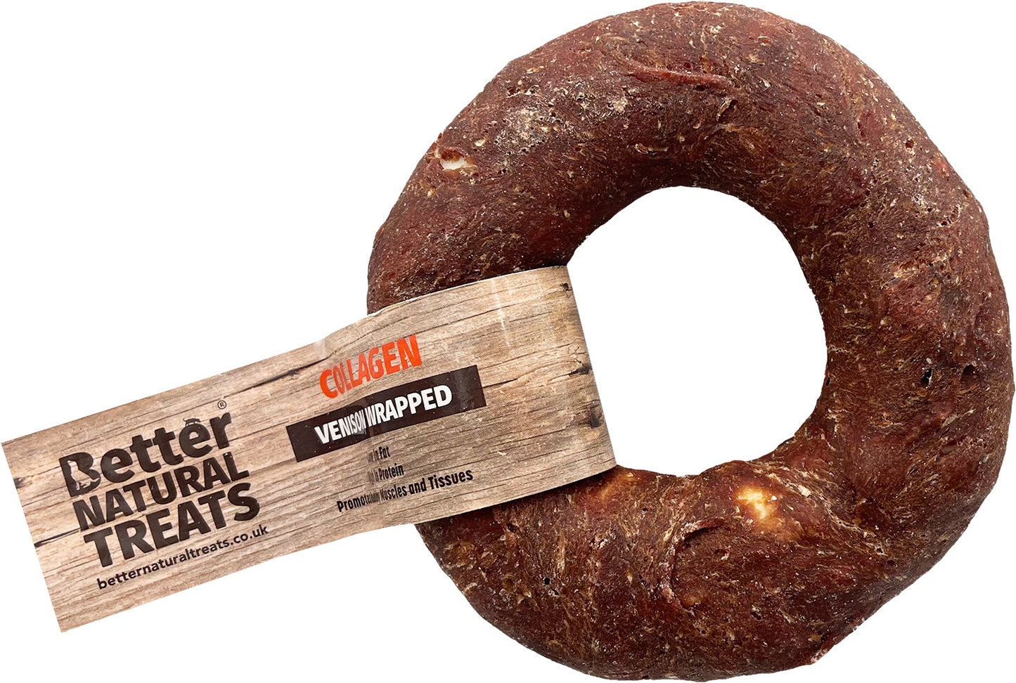 Better Natural Treats Venison Wrapped Collagen Donut Dog Chew 11cm