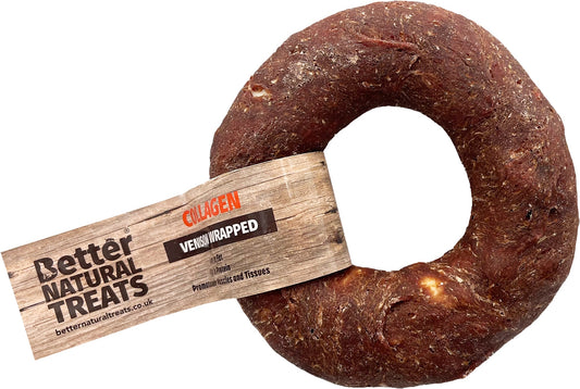 Better Natural Treats Venison Wrapped Collagen Donut Dog Chew 11cm