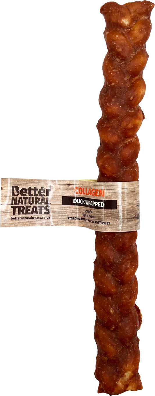 Better Natural Treats Duck Flavoured 12 Inch Plaited Puffed Collagen Dog Chew