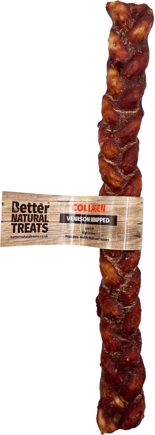 Better Natural Treats Venison Flavoured 12 Inch Plaited Puffed Collagen