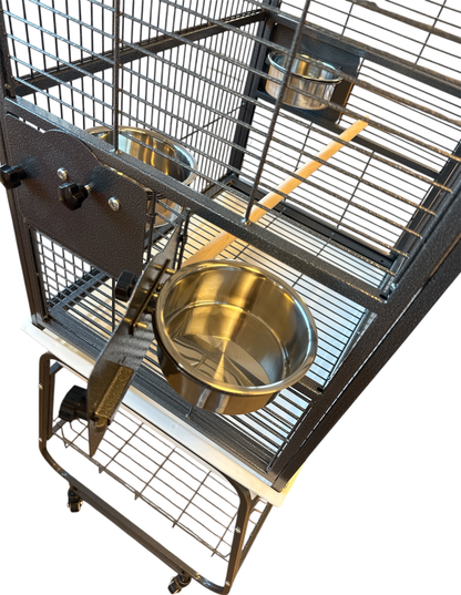 Wundapets Thirlmere Medium Parrot Cage Antique Black With White Base