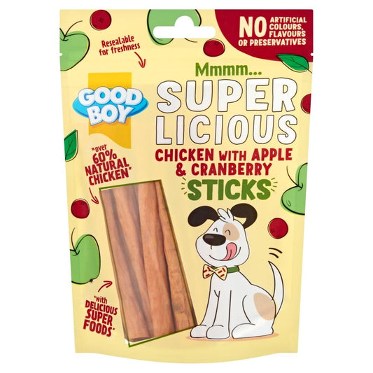 Good Boy Super Licious Chicken & Apple Cranberry Sticks 100g