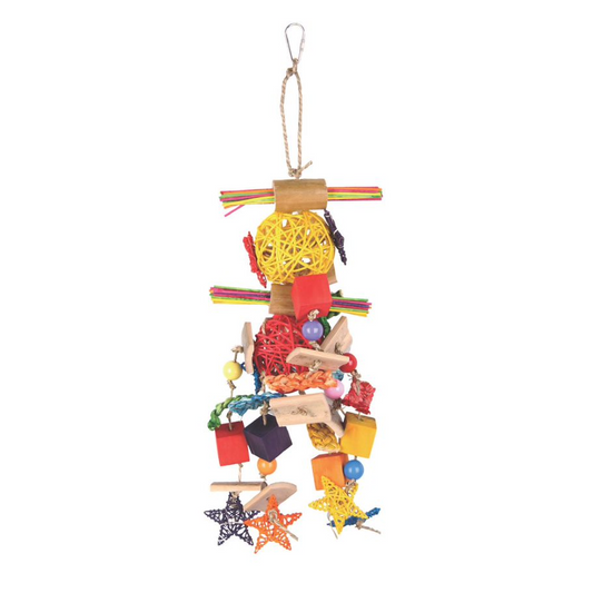 Adventure Bound Blocks & Rattan Ball Wood Parrot Toy