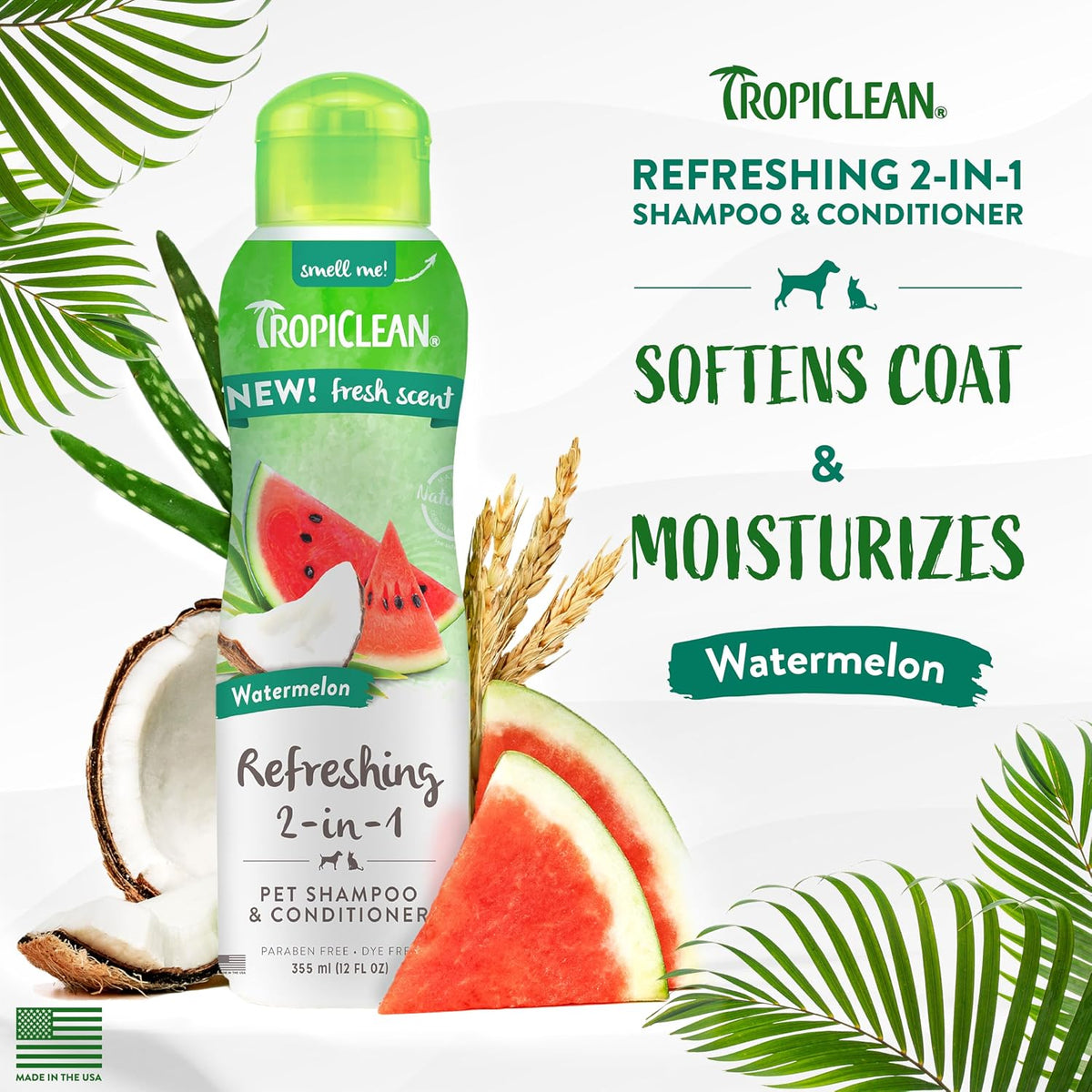 Tropiclean Watermelon Refreshing 2 in 1 Shampoo & Conditioner 355ml
