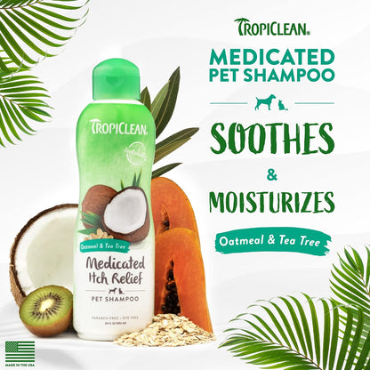 Tropiclean Oatmeal & Tea Tree Medicated Itch Relief Shampoo 355ml