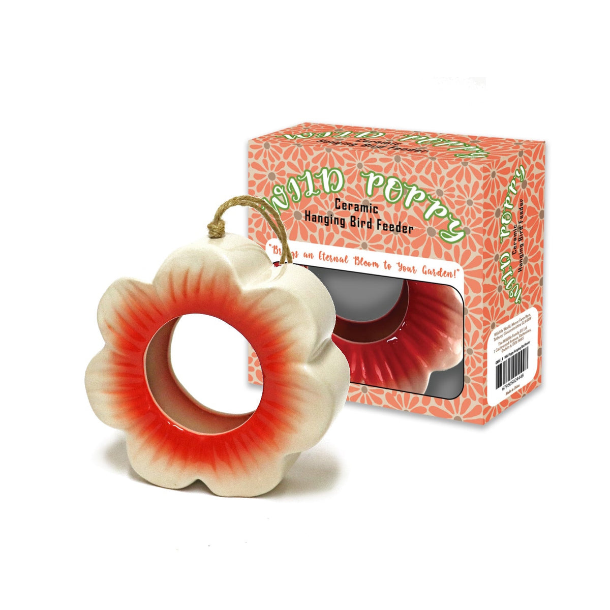Wildlife World Ceramic Wild Poppy Hanging Wild Bird Feeder