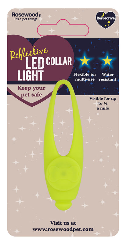 Rosewood Reflective LED Silicone Dog Collar Tag Large