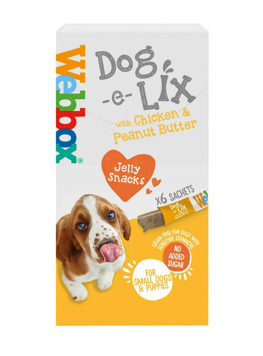 Webbox Dog Lick-E-Lix Jelly Chicken & Peanut Butter 90g 6 Sachets